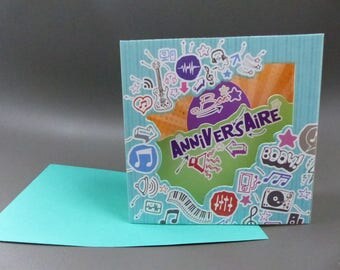 3D birthday card to put guitar rock
