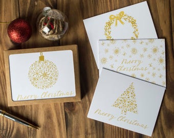 Gold christmas card | Etsy