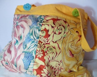 Fabric bag cotton exotic flowers.