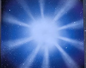 Spray Paint Art - Blue Starburst 1