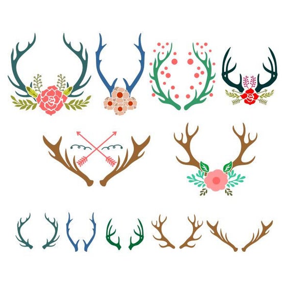 Download Reindeer deer Antlers Decals Christmas Cuttable Design SVG PNG