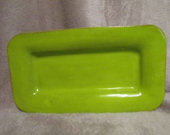 Green ceramic serving dish.