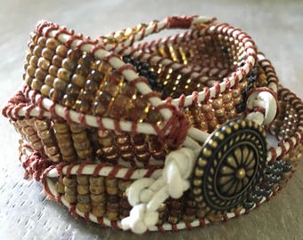 Navajo inspired leather wrap bracelet