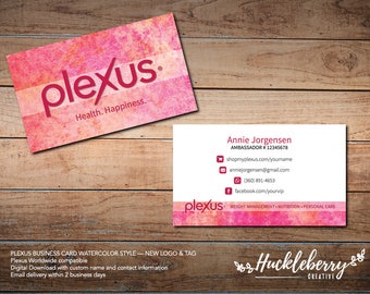 WATERCOLOR Plexus Compatible Business Cards, Plexus New Logo, Plexus Ambassador, 3.5x2, Digital Download