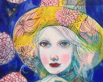 Love Birds - Original mixed media painting by Maria Pace-Wynters