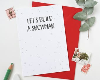 Let's Build A Snowman Card – Winter Dates Card – Valentine’s Day Card – Anniversary Card – Cosy Christmas Card – Simple Date