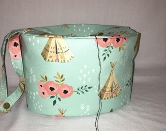 Oval Owl Knitting project bag, great for 2-at-a-time socks