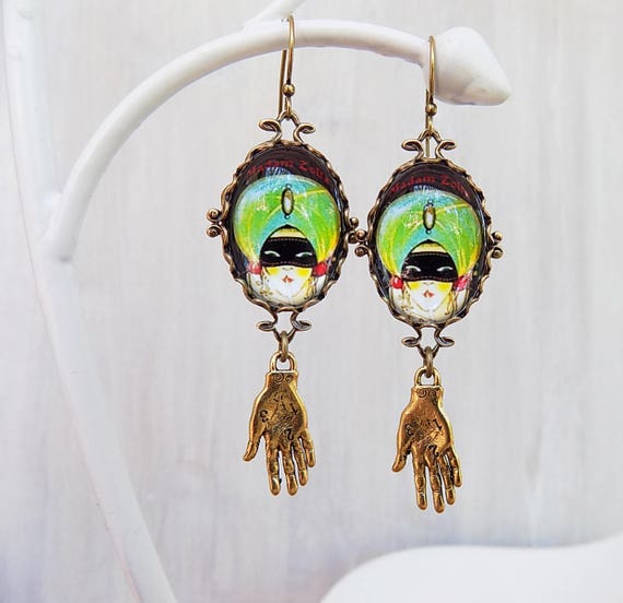 Fortune Teller Earrings Art Deco Earrings Palmistry