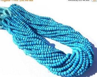 50% Off Sale Sleeping Beauty Genuine Turquoise Micro Faceted Rondelles Size 3.5 - 4mm Length 14 inches Very Very Gorgeous