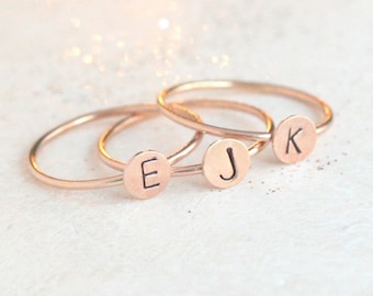initial ring. personalized ring. ROSE, SILVER, or GOLD personalized stacking ring. gift for her. stackable mothers ring. gift under 50.