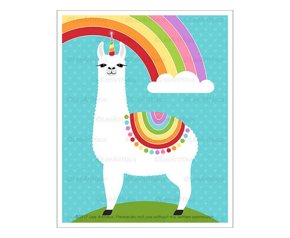 65J Rainbow Decor Llamacorn Rainbow Wall Art Rainbow Art