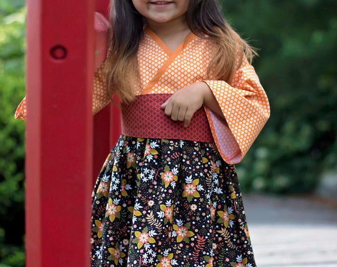 Kimono Dress - Girls Dresses - Preteen Dress - Girls Long Sleeve Dress - Big Sister Dress - Big Girl Dress - Sibling Dresses - 8 to 14 yrs