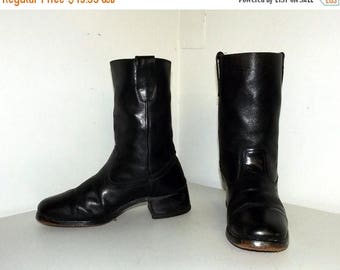 Black leather cowboy boots - size 8 D or cowgirl size 9.5