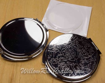 Compact Mirror Double Sided Mirror with 2 inch Decorative Area, comes with Epoxy Dome
