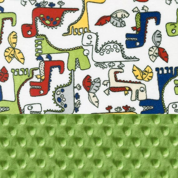 Minky Baby Blanket/ Personalized Baby Blanket / Blue Red Green Dinosaurs, Aqua // Dino baby blanket // Name Blanket / Baby Shower Gift