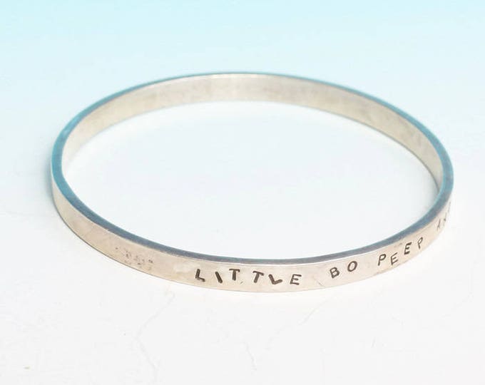 Little Bo Peep Miss Muffet Bangle Bracelet Sterling Silver Nursery Rhyme Vintage