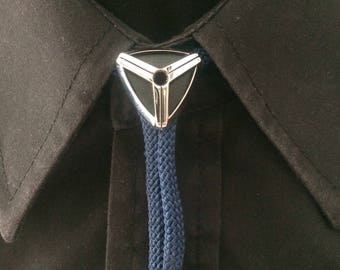Silver tone and black bolo tie