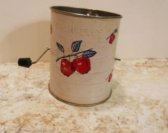 1950s Flour Sifter Bromwell's Red Apple on White