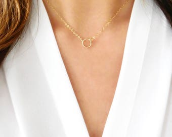Circle Necklace | Tiny Halo Necklace 14kt Gold Filled