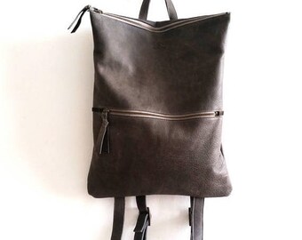 OnSALE Backpack ,gray leather bag, Laptop bag