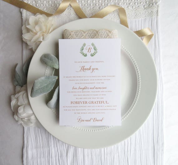 Printable Wedding Reception Thank You Card Thank You Card