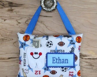 Personalized tooth fairy pillow,Sports tooth fairy pillow,Football,Basketball,Soccer,Sports,Baseball, SHIPS NEXT DAY