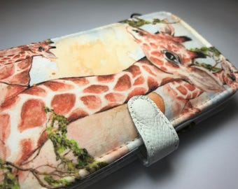 Giraffe Galaxy S8 Wallet Phone Case credit card cash pocket magnetic closure Galaxy J7 Prime On7 On5