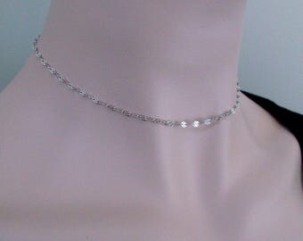 Valentine choker necklace, White Gold Look Rhodium plate Sterling silver choker