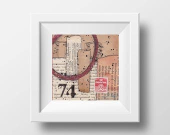 74 - an original mixed media collage - 4" x 4"
