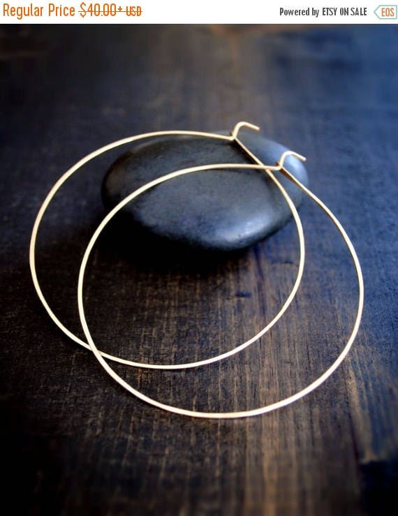 Thin Gold Hoop Earrings Medium Large XL Really Big