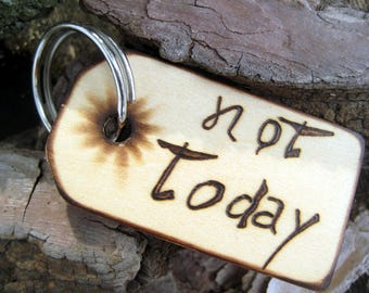 Key fob Game of Thrones, not today, Wood Keychain, Key Fob MONOGRAM, Personalized Key Fob, gift for Him, Gift for Her, Key accessory, Favor