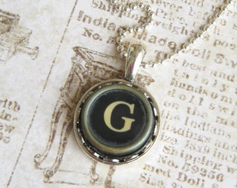 The Letter G Vintage Typewriter Key Necklace Pendant