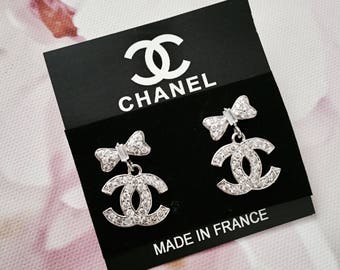 Inspired Chanel Bow Earrings / Cubic Zirconia