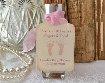 Baby Girl Nail Polish Favor Tags Nail Polish Tags Baby Shower 10 Fingers 10 Toes Set of 10