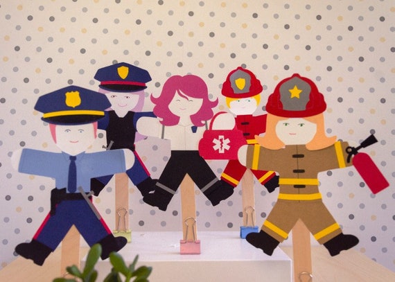 First Responders Party Paper Doll Kids Craft Kit Police Gift