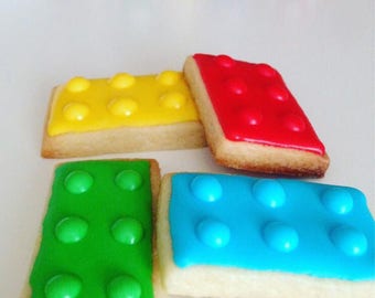 Lego Sugar Cookies,lego birthday party favor - 2 dozen