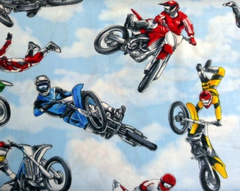 Dirt Bike Fabric Acrobats on Bikes Material Motorcycle Fabric Timeless Treasures