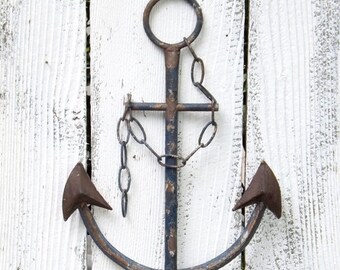 ON SALE Rustic Large Metal Wall Anchor~Nautical~Anchor Decor~Boat Decor~Beach