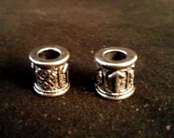 Viking Rune Tyr Knotwork Beard Bead Craft Bead Silver 1 pair