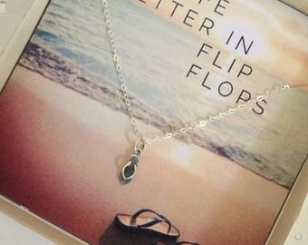 Flip Flop Necklace | Wanderlust | Sandal Necklace | Silver Flip Flop Charm | Silver Travel Necklace | Vacation Necklace | Grad Gift