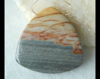 Wave Jasper Gemstone Pendant Bead,Triangle Pendant,45x9mm,27.5g(f0094)