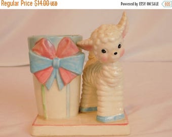 Birthday Sale Vintage Curly Lamb Baby Planter, Easter Planter, Ceramic Plant Holder