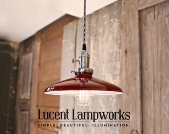 Pendant Light - Red Taper Shade - 10 Inch