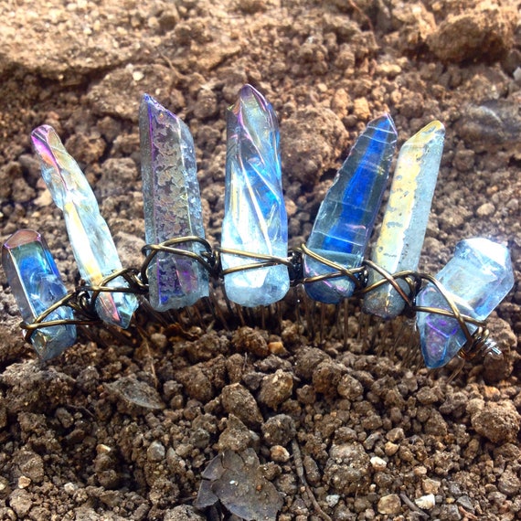 Tiara de la Tierra Crystal Healing Crown Ocean Aura Quartz