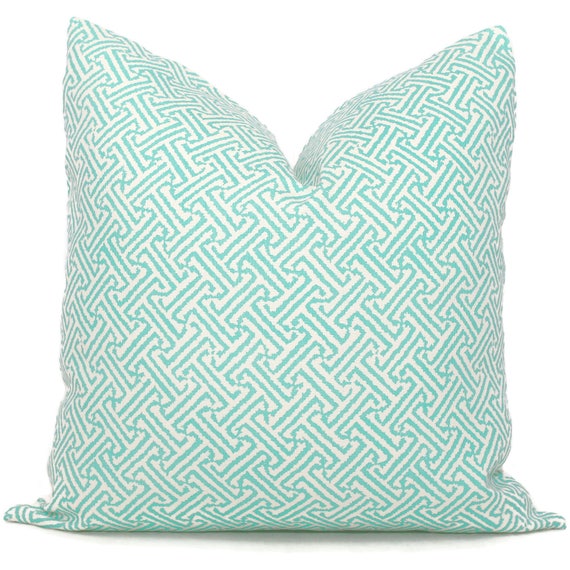 Light Turquoise Java Java Quadrille Pillow Cover Square