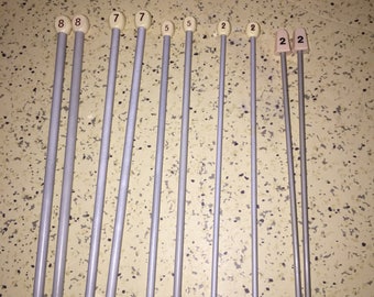 Lot of Knitting Needles Silver Metal