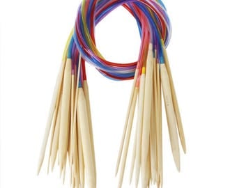 18Pcs 80cm Multi-color Plastic Tube Circular Bamboo Knitting Needles Crocheting Craft - Ensemble d'aiguilles circulaires à tricoter