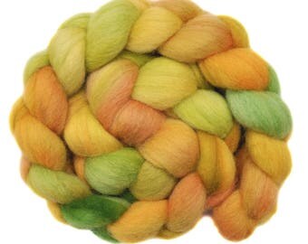 Handpainted roving - Corriedale Cross wool spinning fiber - 4.1 ounces - Fading Summer 2