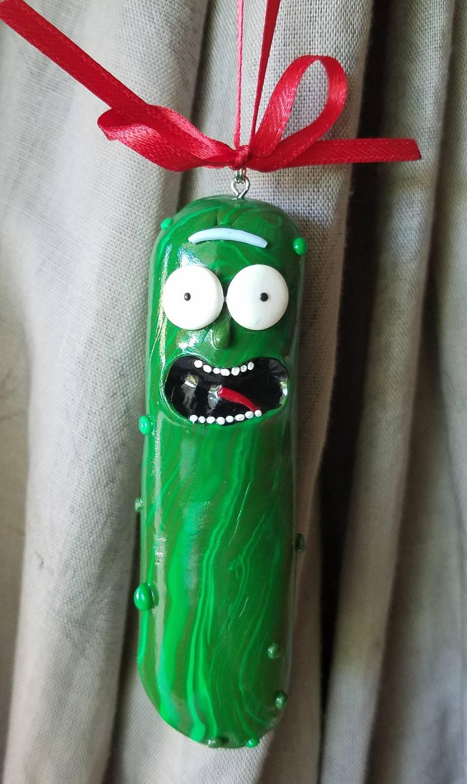 Rick and Morty Pickle Rick Polymer Clay Christmas Ornament