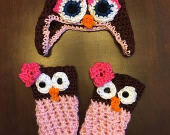 Owl Hat and Leg Warmers Set